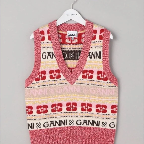 Ganni V-Neck Sweater Vest NWT - Picture 1 of 7
